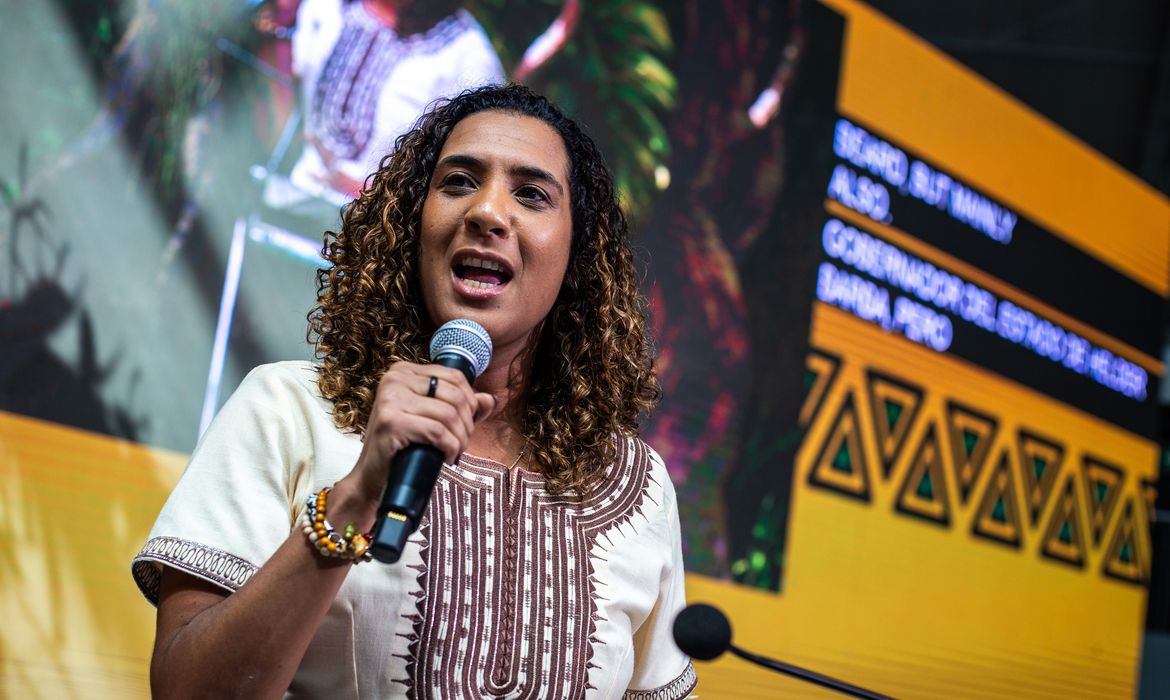 06/08/2023, A ministra da igualdade racial, Anielle Franco, anuncia criação de Comitê de Monitoramento da Amazônia Negra e Enfrentamento ao Racismo Ambiental. Foto: Rithyele Dantas/MIR