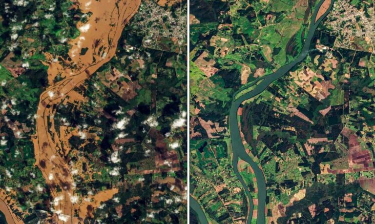 Brasília (DF) 19/09/2023 -  Imagens do antes e depois que o ciclone que atingiu Rio Grande do sul na última semana.
Foto: Planet/SCCON do Programa Brasil Mais/Divulgação