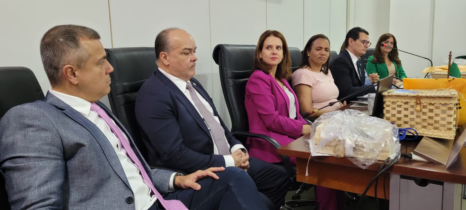 Imagem de várias pessoas sentadas à mesa, em uma reunião.