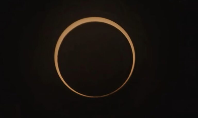 14/10/2023, Eclipse anular do sol observado em Canaã dos Carajás, no interior do estado do Pará. Foto: Reprodução/Youtube Observatório Nacional