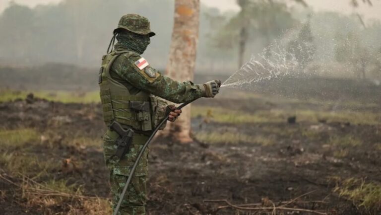 Policiais atuam contra queimadas no Amazonas. Foto: Polícia Militar do Amazonas