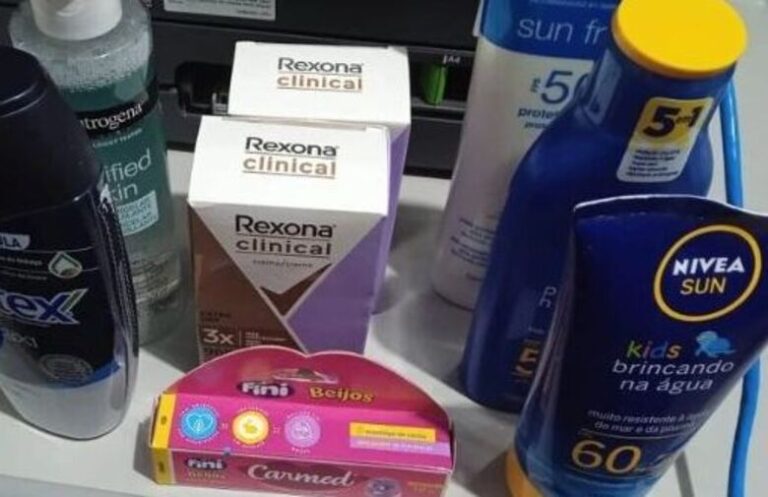 Materiais de higiene furtados em supermercado na Grande Natal. Foto: Reprodução/16º Batalhão.