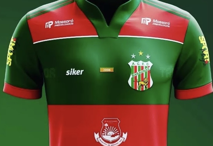 Camisa do Baraúnas Esporte Clube, que anunciou novos reforços nesta sexta-feira 08. Foto: Divulgação.
