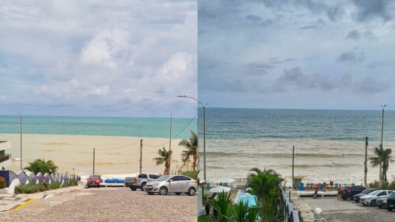 mar marrom Fotografia da Praia de Ponta Negra aponta diferença na cor da água do mar
