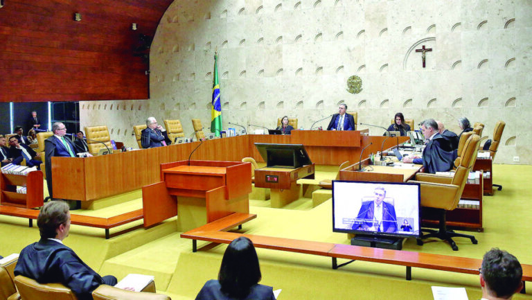 Plenário do STF durante julgamento sobre o tema nesta quinta-feira; decisão foi por 9 votos a 1 - só Mendonça foi contra. Foto: Gustavo Moreno