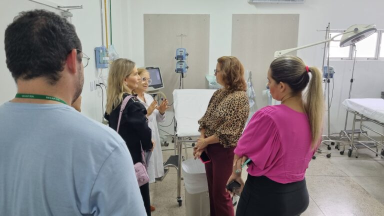 Imagem das promotoras de Justiça Iara Pinheiro e Luciana Maciel durante inspeção no Hospital Regional Deoclécio Marques de Lucena, em Parnamirim.