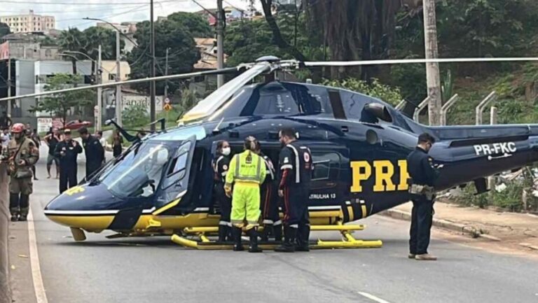 Helicóptero da PRF em avenida de Belo Horizonte / Foto: reprodução