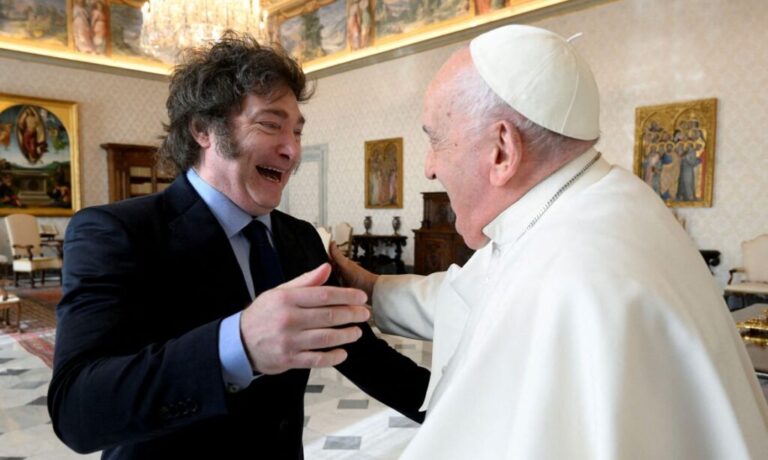 Roma-Itália 12/02/2024 Papa Francisco encontra-se com o presidente argentino Javier Milei no Vaticano. Foto Reuters.