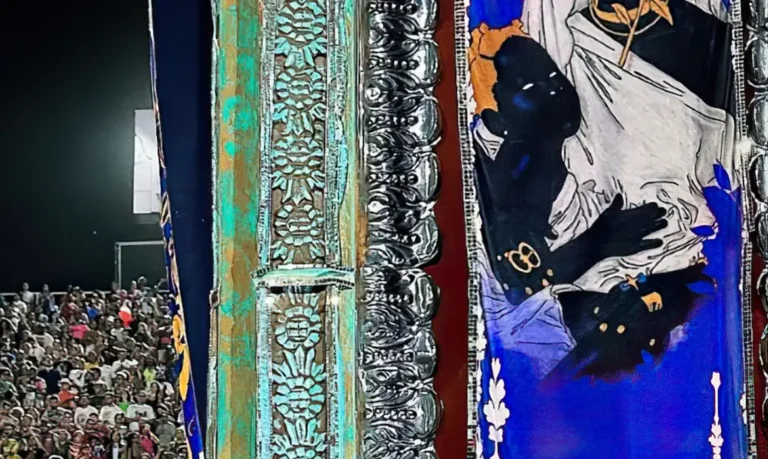 Artistas apontam uso indevido de obras visuais em desfile da Portela. A alegoria com a Obra Mãe, do artista Emerson Rocha. Foto: de.saturno/Instagram