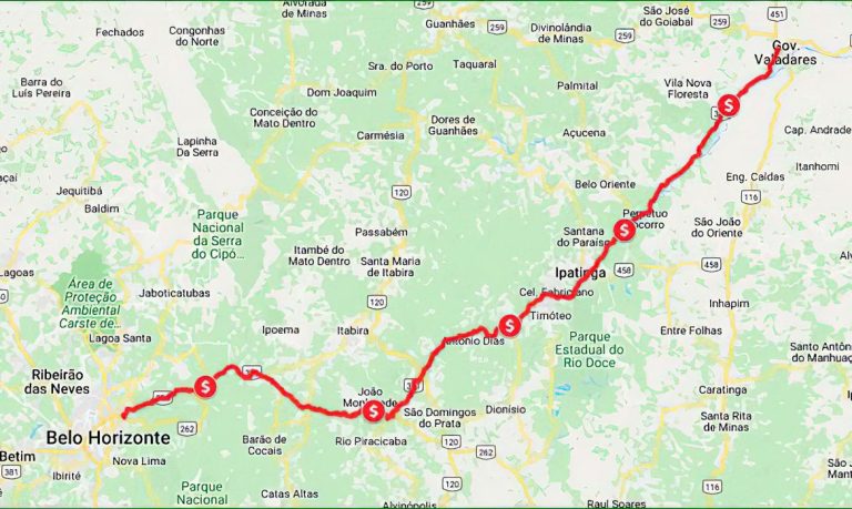 ANTT – Novos projetos em rodovias. BR 381-MG. Mapa: ANTT