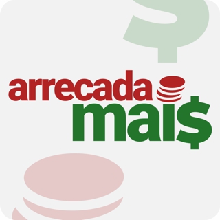 Banner com o logo do projeto Arrecada Mais, nas cores verde e vermelha.