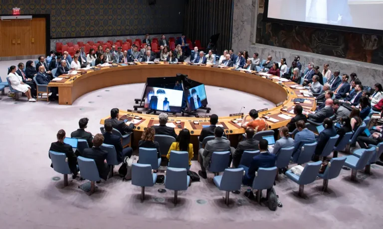 U.S. ambassador to the United Nations Dorothy Shea addresses delegates during a meeting of the United Nations Security Council, following U.S attack on Iran's nuclear sites, at U.N. headquarters in New York City, U.S., June 22, 2025. REUTERS/Eduardo Munoz