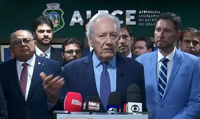 Fortaleza (CE), 28/10/2025 - Ministro da Justiça e Segurança Pública, Ricardo Lewandowski fala durante entrevista coletiva. Frame: MJSP/Reprodução