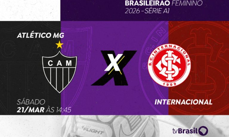 Brasília (DF), 19/03/2026 - A TV Brasil exibe partida entre Atlético-MG e Internacional, válida pela quarta rodada da Série A1 do Campeonato Brasileiro Feminino 2026. Arte/Agência Brasil