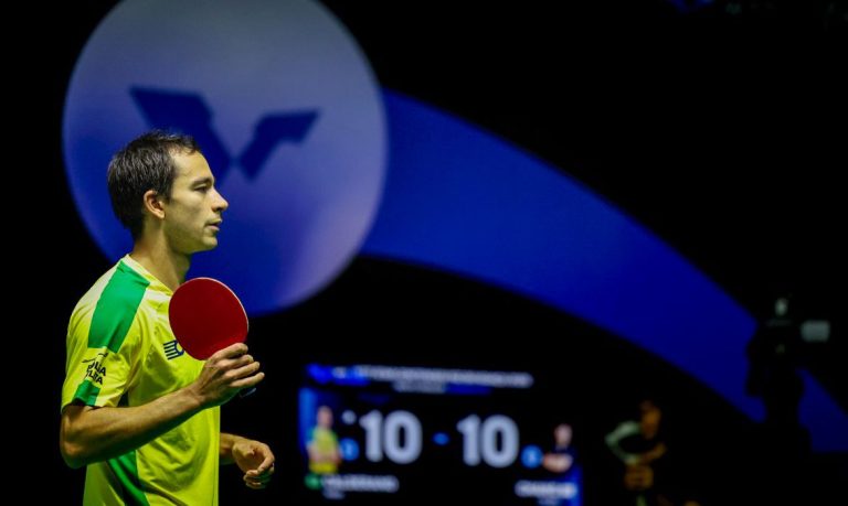 Brasília (DF), 02/08/2025 - Hugo Calderano vence de virada e garante Brasil nas quartas.
Foto: Abelardo Mendes Jr./Calderano TM