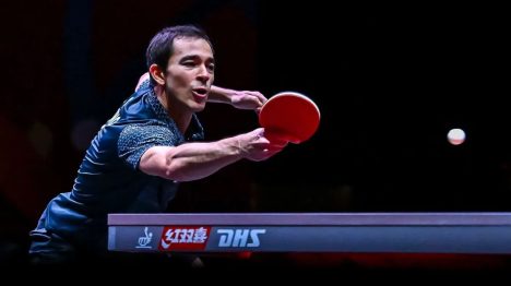 Hugo Calderano durante o Mundial de Tênis de Mesa  • Noushad Thekkayil/NurPhoto via Getty Images