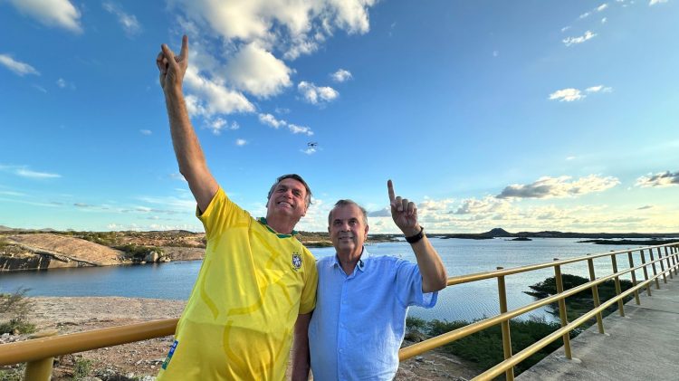 Jair Bolsonaro e Rogério Marinho na Barragem de Oiticica | Rota 22 Seridó | Foto: Alex Regis
