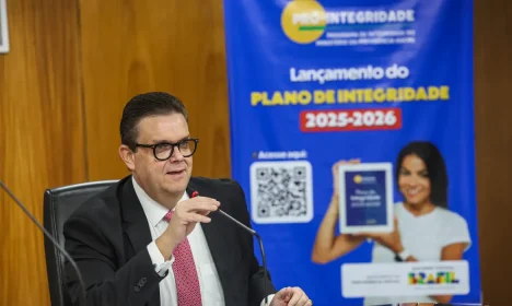 Brasília (DF), 12/06/2025. - O ministro da previdência, Wolney Quiroz, durante entrevista para falar sobre o programa plano de integridade 2025-2026.
Foto: Antonio Cruz/Agência Brasil
