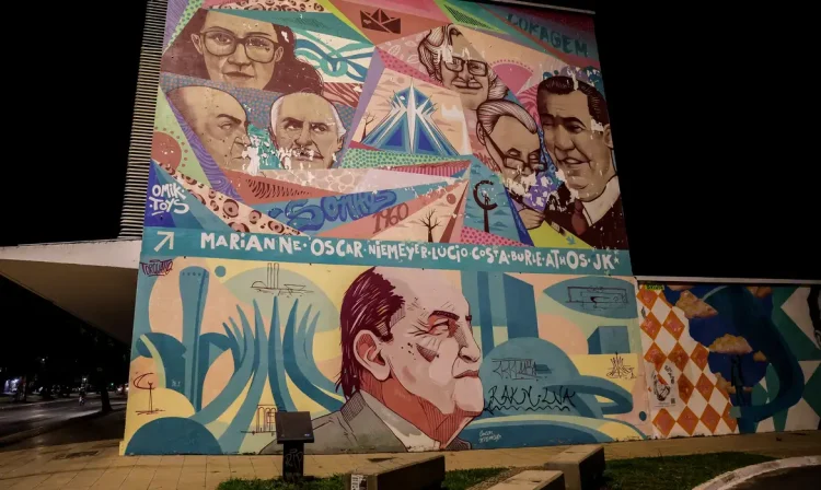 Brasília (DF), 19/04/2024, Aniversário de brasília: intervenções urbanas no DF. Viadutos e passarelas de Brasília com grafites e pichações.  Foto: Valter Campanato/ Agência Brasil