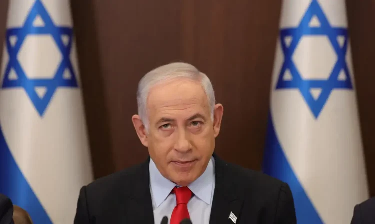 Primeiro-ministro de Israel, Benjamin Netanyahu, durante reunião semanal de seu gabinete em Jerusalém