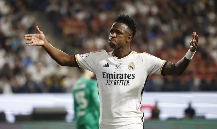 Soccer Football - Spanish Super Cup - Final - Real Madrid v FC Barcelona - Al-Awwal Stadium, Riyadh, Saudi Arabia - January 14, 2024  Real Madrid's Vinicius Junior reacts REUTERS/Juan Medina