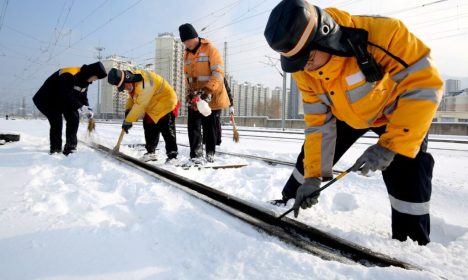 Neve na estação de trem Lianyungang East, na China
 5/2/2024  China Daily via REUTERS