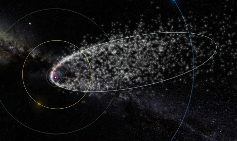 a madrugada do dia 4 para o dia 5 de maio ocorrerá o pico da chuva de meteoros eta Aquariids (ou Eta Aquáridas), que pode produzir até 50 meteoros por hora a uma velocidade de 65,5 km/seg, em condições ideais de escuridão e tempo. Nessa noite, a Lua estará apenas 14% iluminada, favorecendo a observação desse evento astronômico. Foto: 
amsmeteors.org/Divulgação