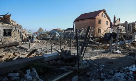 A view shows a residential area heavily damaged by a Russian missile strike, amid Russia's attack on Ukraine in Odesa November 17, 2024. Reuters/Nina Liashonok/Proibida reprodução