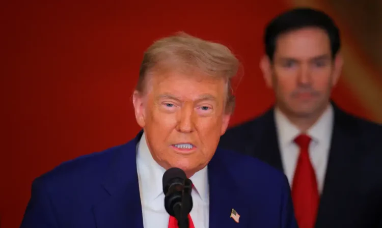 U.S. President Donald Trump delivers an address to the nation at the White House in Washington, D.C., U.S. June 21, 2025, following U.S. strikes on Iran's nuclear facilities. REUTERS/Carlos Barria/Pool