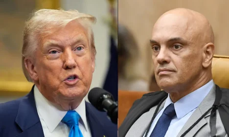 Donald Trump e Alexandre de Moraes. Reuters/Yuri Gripas e Carlos Moura/STF
Alexandre de Moraes