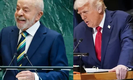 U.S. President Donald Trump and brazilian presidente Luis Inácio Lula da Silva, addresses the 80th United Nations General Assembly, in New York City, New York, U.S., September 23, 2025. Ricardo Stuckert/PR e Reuters/Alexander Drago/Proibida reprodução