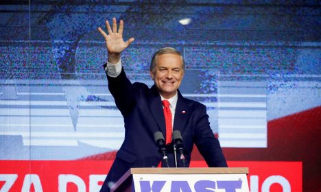 FILE PHOTO: FILE PHOTO: FILE PHOTO: Jose Antonio Kast, presidential candidate of the far-right Republican Party, waves to his supporters, following early results during the presidential election, in Santiago, Chile November 16, 2025. REUTERS/Rodrigo Garrido/File Photo/File Photo/File Photo