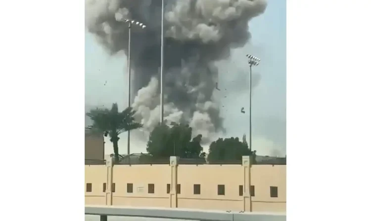 Smoke rises during a reported Iranian missile attack near a U.S. base, following strikes by the United States and Israel against Iran, in Manama, Bahrain, in this screengrab obtained from a video released on February 28, 2026. Video obtained by Reuters/via REUTERS  THIS IMAGE HAS BEEN SUPPLIED BY A THIRD PARTY. NO RESALES. NO ARCHIVES. NEWS USE ONLY.

VERIFICATION LINES : Reuters confirmed the location as Manama, Bahrain,  from the road layout, buildings, electric tower and light posts, which matched satellite imagery. The date when the video was filmed could not be independently verified. Bahrain said that the service center of the U.S. Fifth Fleet had been subjected to a missile attack. No earlier version of the video was found posted online before Saturday (February 28).