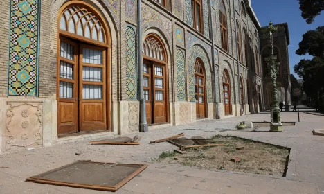 Debris outside at the historical monument Golestan Palace after it was damaged in an Israeli and U.S. strike, amid the U.S.-Israeli conflict with Iran, in Tehran, Iran, March 3, 2026. Majid Asgaripour/WANA (West Asia News Agency) via REUTERS ATTENTION EDITORS - THIS PICTURE WAS PROVIDED BY A THIRD PARTY.