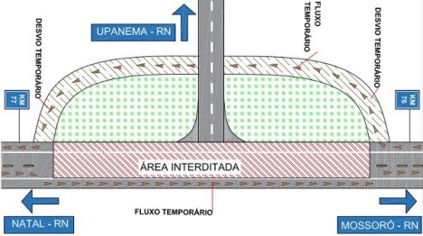 Trecho interditado na BR-304 / Foto: DNIT