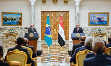 Cairo, Egito, 15.02.2024 - Presidente Lula faz declaração à imprensa após reunião bilateral com o presidente do Egito, Abdel Fattah Al-Sisi, seguida de assinatura de atos. Foto: Ricardo Stuckert/PR