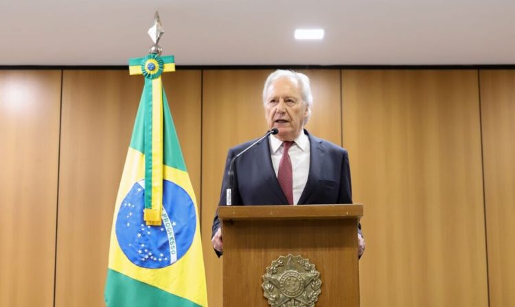 Brasília 19/03/2024 - O ministro da Justiça, Ricardo Lewandowski, durante pronunciamento sobre o caso Marielle Franco. Foto: Jamile Ferraris / MJSP.