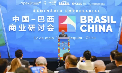 Presidente da República, Luiz Inácio Lula da Silva, durante encerramento do Fórum Empresarial Brasil-China.  Pequim -  China.  Foto: Ricardo Stuckert / PR