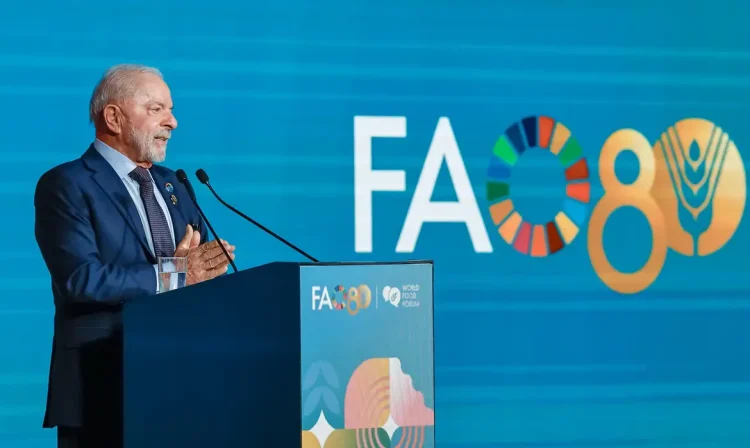 Roma, 13/10/2025 - Presidente da República, Luiz Inácio Lula da Silva, durante abertura do Fórum Mundial da Alimentação, da Aliança Global contra a Fome e a Pobreza, realizada na sede da Organização das Nações Unidas para Alimentação e Agricultura (FAO). Foto: Ricardo Stuckert/PR