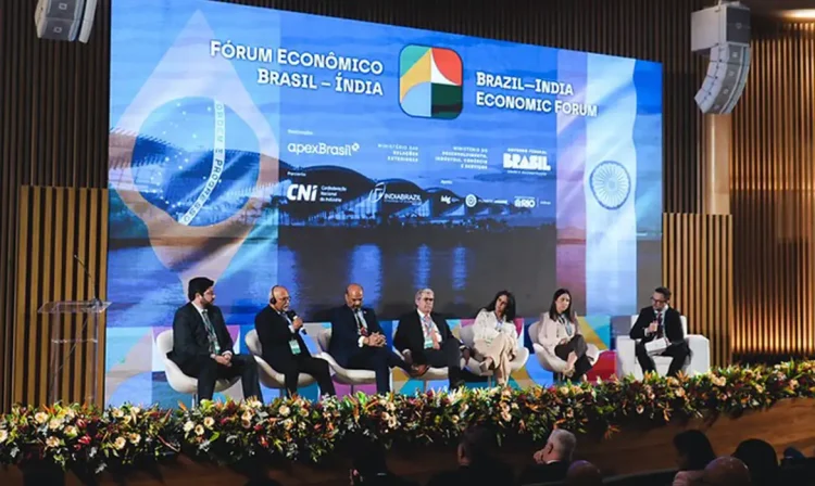 Rio de Janeiro (RJ) 07/07/2025 - Fórum Econômico Brasil–Índia foi promovido pela Agência Brasileira de Promoção de Exportações e Investimentos (ApexBrasil), pelo Ministério do Desenvolvimento, Indústria, Comércio e Serviços (MDIC) e pelo Ministério das Relações Exteriores (MRE), em parceria com a Confederação Nacional da Indústria (CNI), a Câmara de Comércio Índia–Brasil (CCIB) e a Federação das Câmaras de Comércio e Indústria da Índia (FICCI), durante a reunião da Cúpula do BRICS. Foto: Michelle Fioravanti/CNI