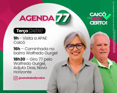 AGENDA DE SANDRA TERÇA 24 DE SETEMBRO BLOG