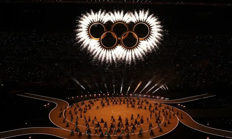 Milano Cortina 2026 Olympics - Opening Ceremony - San Siro Stadium, Milan, Italy - February 06, 2026. General view of dancers performing to the Olympic Rings segment during the opening ceremony REUTERS/Mike Segar