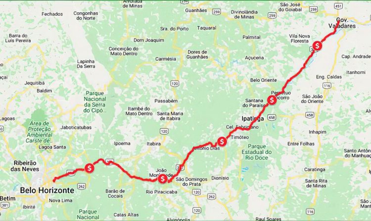 ANTT – Novos projetos em rodovias. BR 381-MG. Mapa: ANTT