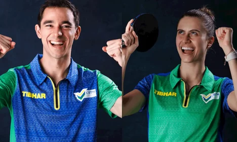 Hugo Calderano e Bruna Takahashi avançam às quartas de final nas disputas individuais da etapa da Copa do Mundo de tênis de mesa em  Macau  em 17/04/2025