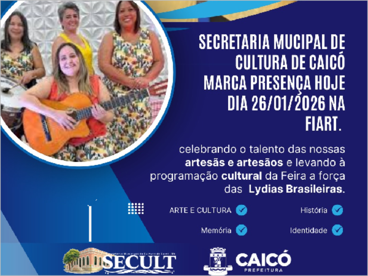 Logo após a fala das autoridades na solenidade de abertura, o público será contemplado com a apresentação musical de As Lydias Brasileiras