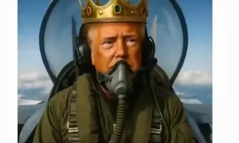 Brasília- 19/10/2025 - Trump publica vídeo gerado por IA de si mesmo pilotando jato sobre manifestantes — Foto: Reprodução