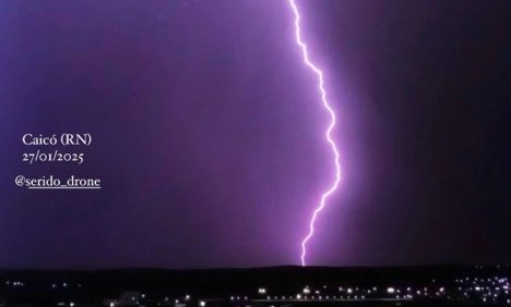 Rádio registrado no dia 27 de janeiro de 2025, durante chuva Imagem Seridó Drone