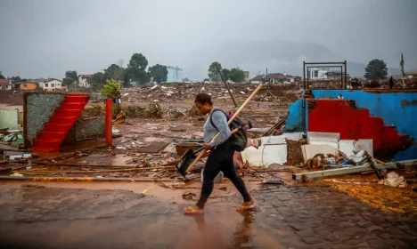 View of a partially destroyed house after floods in Roca Sales, Rio Grande do Sul state, Brazil May 11, 2024. REUTERS/Adriano Machado