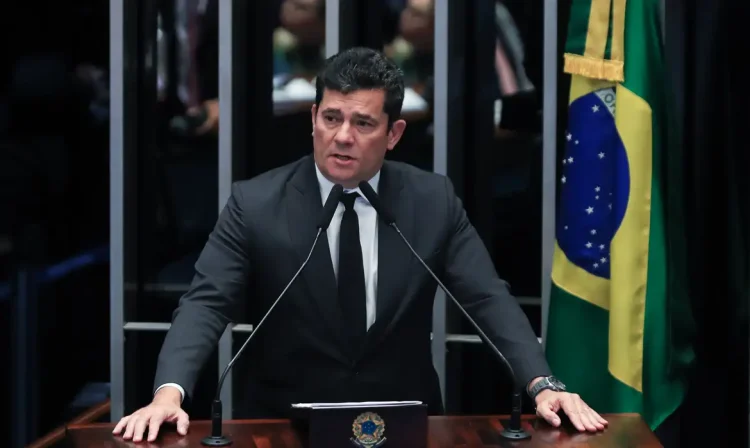 Brasília (DF) 22/03/2023Senador, Sergio Moro, durante discurso na tribuna do senado onde falou sobre atentado contra ele e sua família.