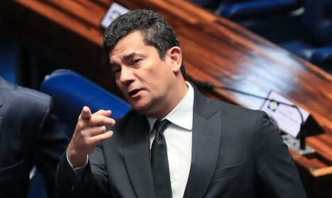 Brasília (DF) 22/03/2023Senador, Sergio Moro, durante discurso na tribuna do senado onde falou sobre atentado contra ele e sua família.